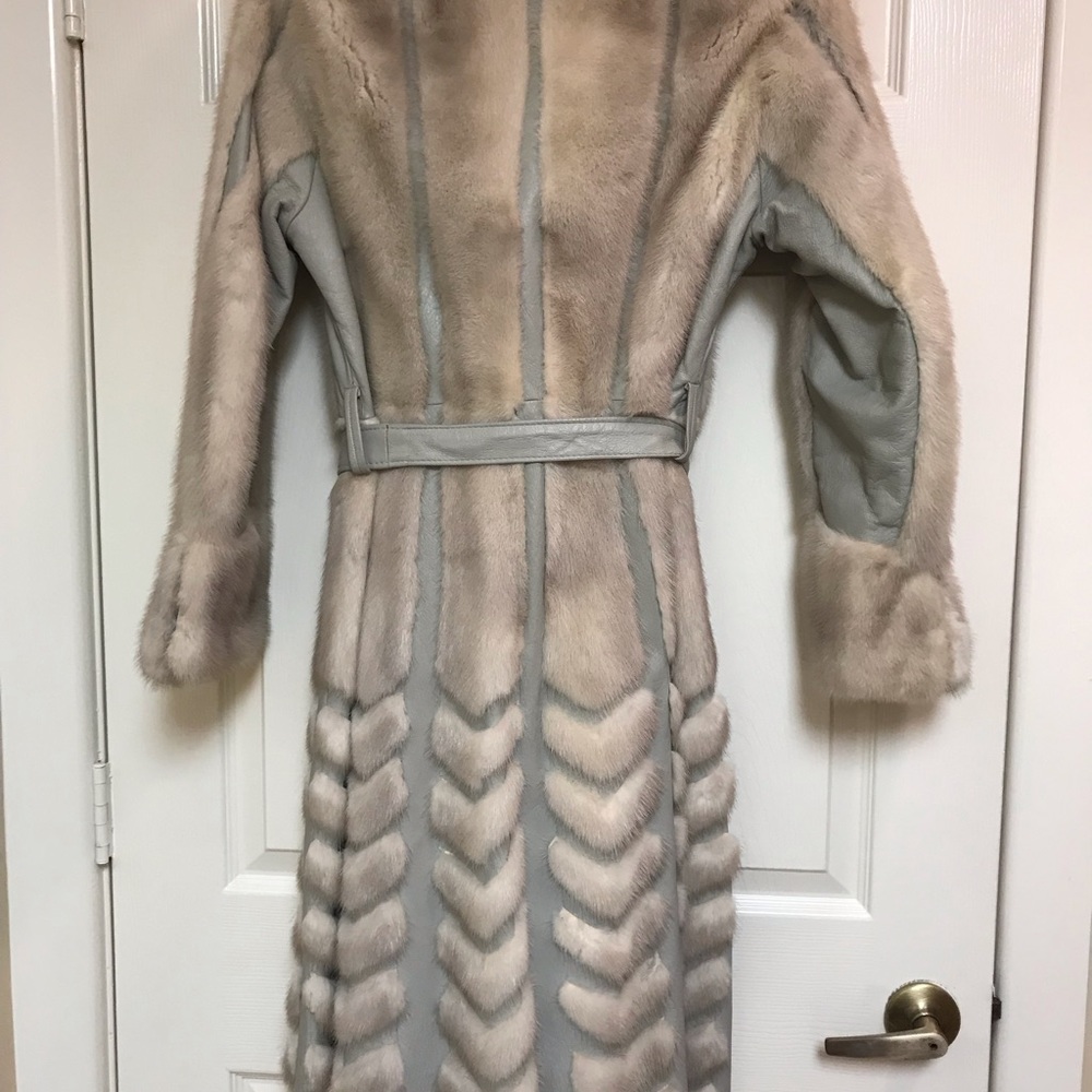 Mink and Grey Leather Coat